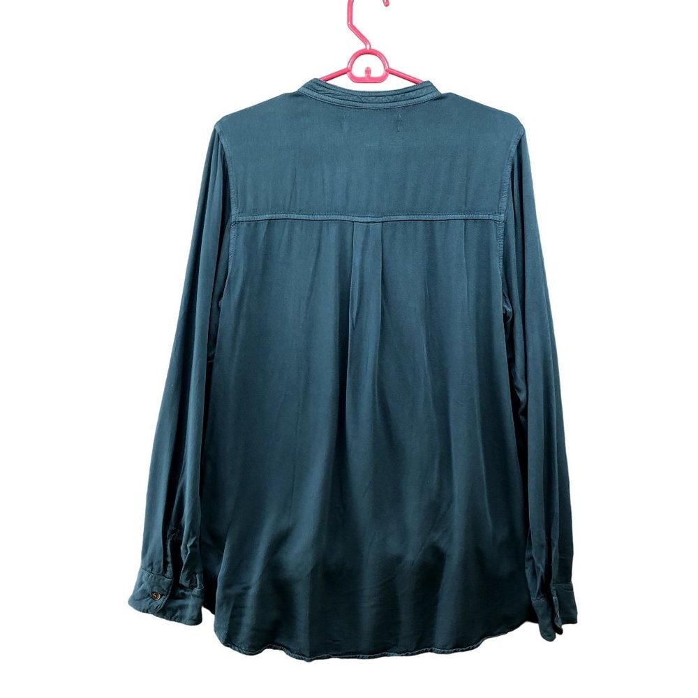Blue Rain Long Sleeve Boho Top Womens M Rayon Teal High Low‎ Wrap Front - Picture 2 of 8